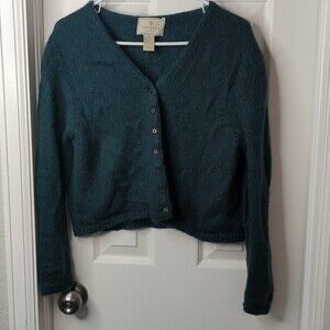 Express Cropped Button Up sweater Mohair Wool Blend Size L Vintage Made in Italy